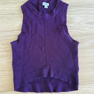 Garage Purple Ribbed High-Neck Tank Top